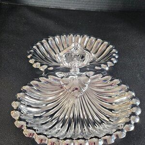 Shelton Ware NYC Vintage Chrome Double Clamshell Tidbit Tray/Serving Tray USA